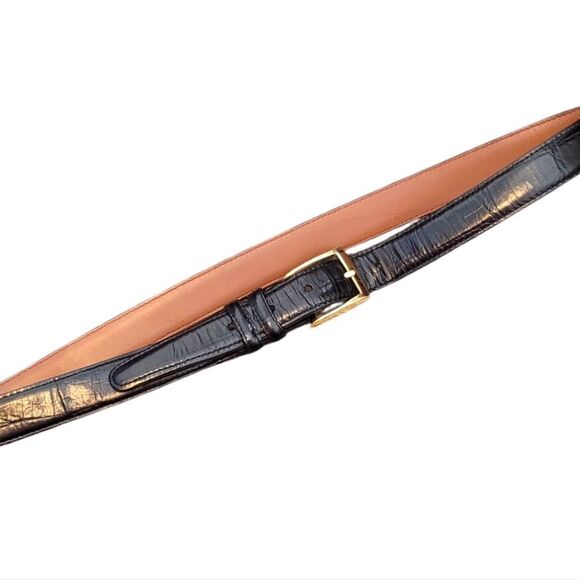 Brighton Black Leather Belt With Gold Buckle Size M - Picture 1 of 5